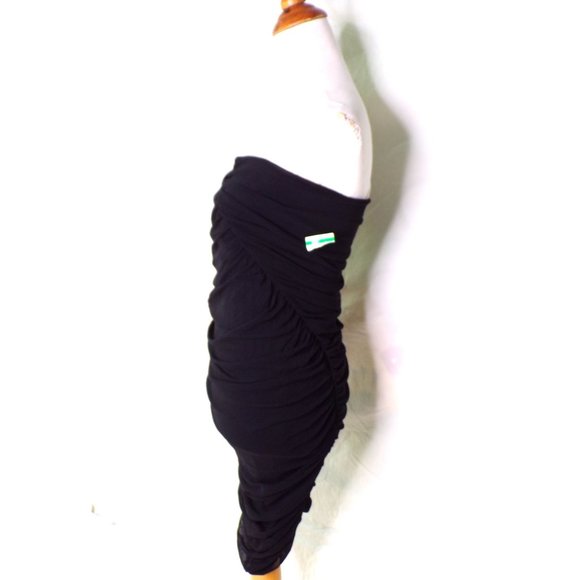 FUZZI Jean Paul Gaultier Bandage Strapless Ruched Mesh Dress Black Large 8-10 - Picture 7 of 9